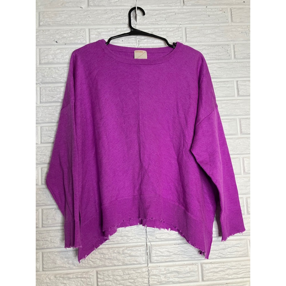 Kerisma Ryker Sweater Womens S/M Purple Excellent Distressed Knit Wool Blend